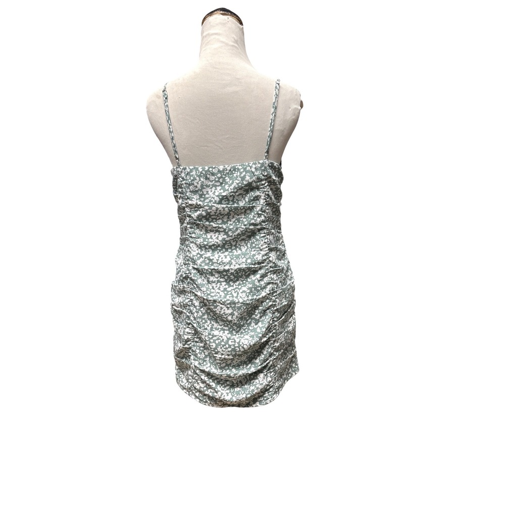 Abercrombie & Fitch Sage Green Floral Ruched Mini Bodycon Dress Small Sweetheart - Picture 7 of 8